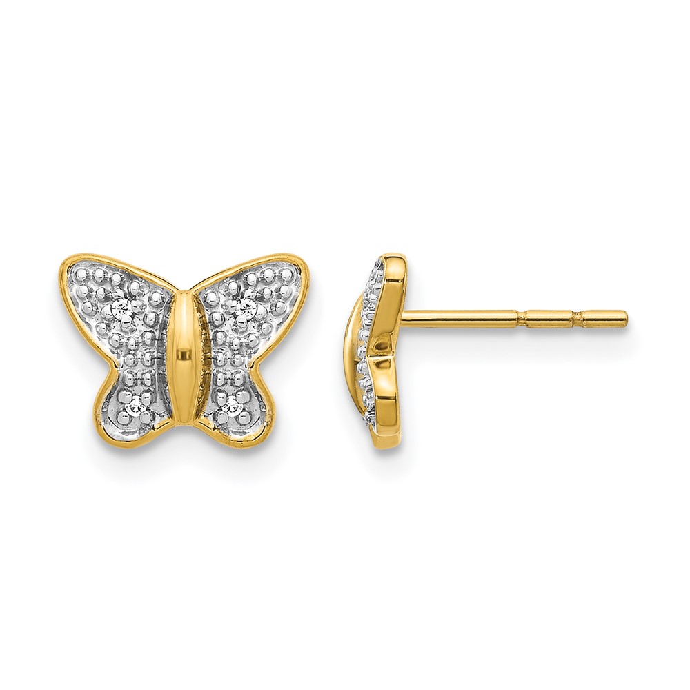 EM5504-002-YA.jpg 14k w/Rhodium Diamond Butterfly Post Earrings - Image 1