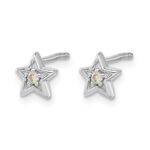 14k White Gold Diamond Star Post Earrings - Image 2