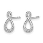 14k White Gold Diamond Twisted Post Earrings - Image 2