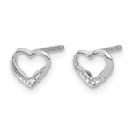 14k White Gold Diamond Heart Post Earrings - Image 2