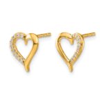 14k Gold Diamond Heart Post Earrings - Image 2
