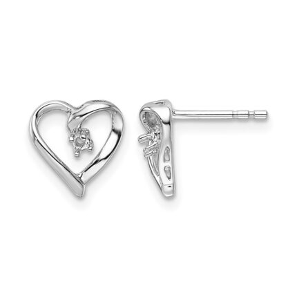 14k White Gold Fancy Diamond Heart Earring Mountings