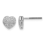 14k White Gold Diamond Heart Screw Back Post Earrings