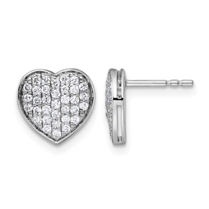 14k White Gold 1/2ct. Diamond Heart Post Earrings
