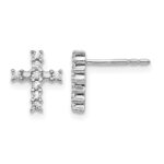 14k White Gold Polished Diamond Cross Post Earrings