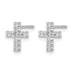 14k White Gold Polished Diamond Cross Post Earrings - Image 2