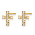 14k Gold Polished Diamond Cross Post Earrings - Image 2