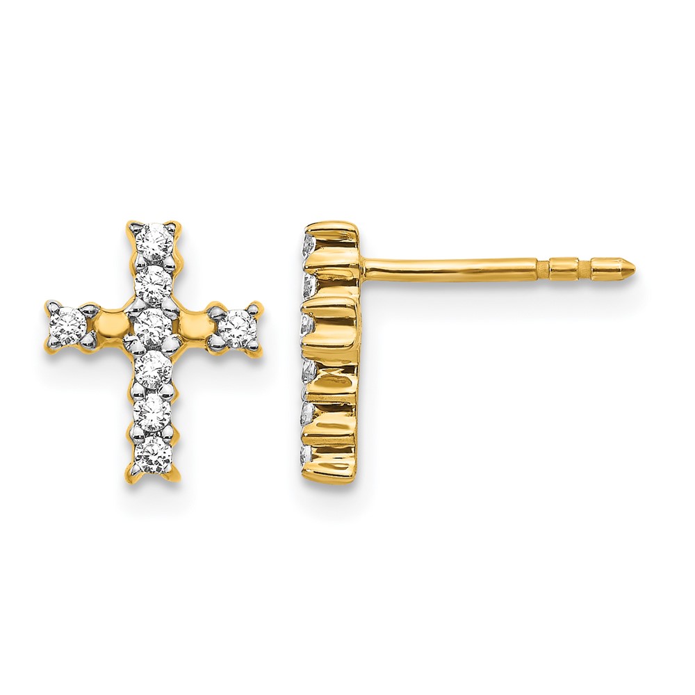EM5533-020-YA.jpg 14k Gold Polished Diamond Cross Post Earrings - Image 1