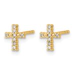 14k w/Rhodium Diamond Cross Post Earrings - Image 2
