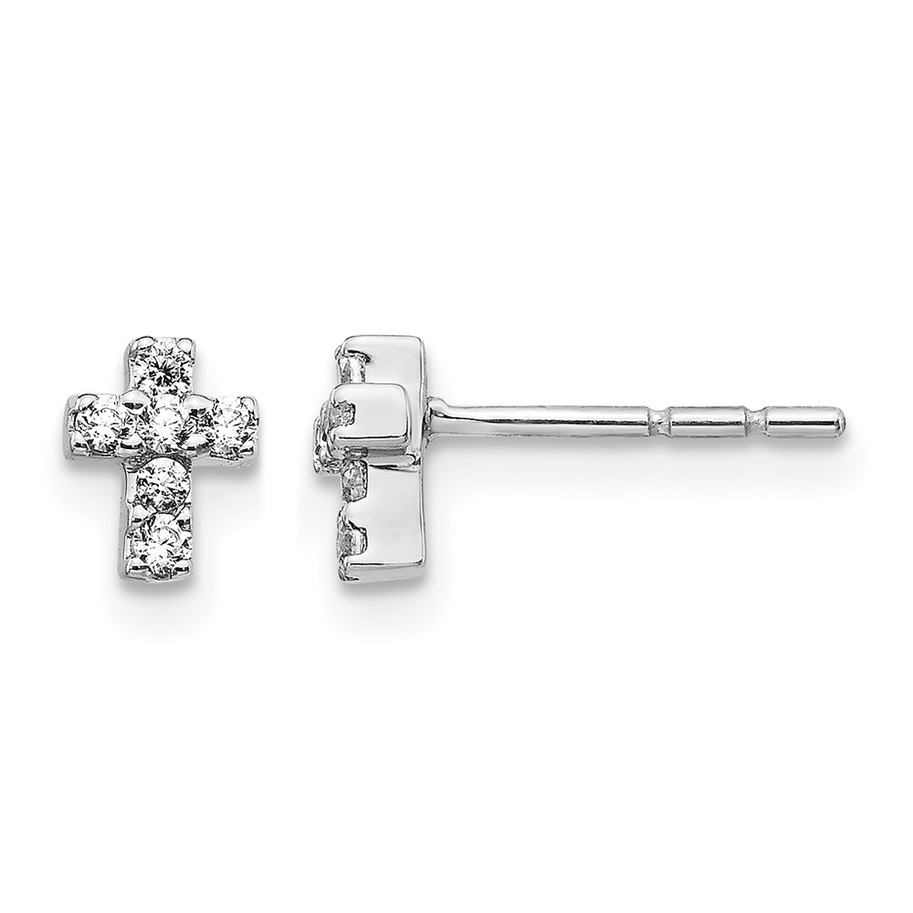 EM5535-016-WA.jpg 14k White Gold Diamond Cross Earrings - Image 1