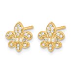 14k Diamond Fleur de Lis Post Earrings - Image 2