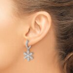 14k White Gold Diamond Snowflake Earrings - Image 3