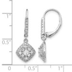 14k White Gold 1/2 carat Diamond Square Cluster Leverback Earrings - Image 4