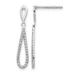 14k White Gold Polished 1/5 carat Diamond Teardrop Dangle Post Earrings