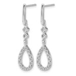 14k White Gold 1/4 carat Diamond Teardrop Dangle Post Earrings - Image 2