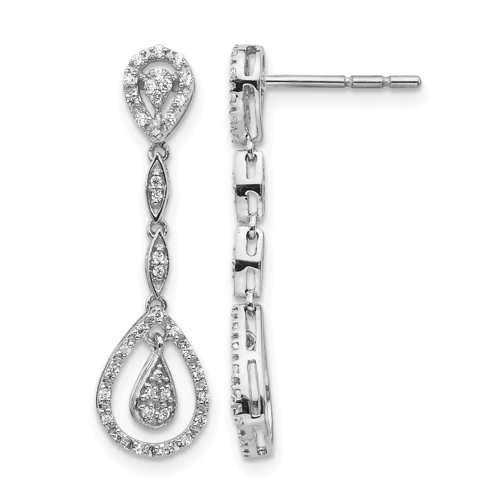 EM5571-025-WA.jpg 14k White Gold Teardrop 1/4 carat Diamond Dangle Post Earrings - Image 1