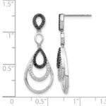 14k White Gold 3/8 carat Black and White Diamond Teardrop Dangle Post Earrings - Image 4