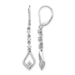 14k White Gold 1/5 carat Diamond Long Dangle Leverback Earrings