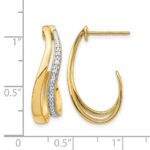 14k and White Rhodium 1/15 carat Diamond J-Hoop Post Earrings - Image 4