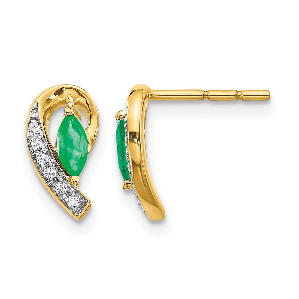 EM5592-EM-005-1YA.jpg 10k 1/20Ct Diamond and Emerald Earrings - Image 1