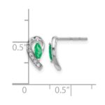 14k White Gold 5x2.5mm Marquise Emerald and Diamond Curved Post Earrings - Image 4