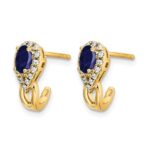10k Yellow Gold Diamond and Sapphire Earrings - Image 2