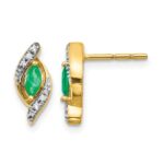 10k 1/15Ct Diamond and Emerald Earrings