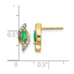 10k 1/15Ct Diamond and Emerald Earrings - Image 4