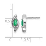 14k White Gold 5x2.5mm Marquise Emerald and Diamond Post Earrings - Image 4