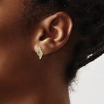 14k 5x2.5mm Marquise Emerald and Diamond Post Earrings - Image 3