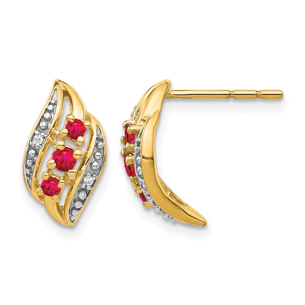 EM5596-RU-002-YA.jpg 14k Polished Siam Ruby and Diamond Curve Post Earrings - Image 1