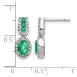 14k White Gold 6x4mm Oval Emerald and Diamond Halo Post Earrings - Image 4
