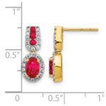 14k 6x4mm Oval Ruby and Diamond Halo Post Earrings - Image 4