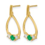 10k 1/3 carat Lab Grown Diamond VS/SI+ G+ and Created Emerald Complete Dangle Post Earrings - Image 2