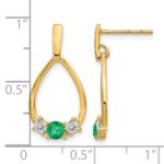 14k 1/3 carat Lab Grown Diamond VS/SI+ G+ and Created Emerald Complete Dangle Post Earrings - Image 4