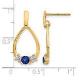 14k 1/3 carat Lab Grown Diamond VS/SI+ G+ and Created Sapphire Complete Dangle Teardrop Earrings - Image 4