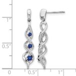 14k White Gold Diamond and Blue Sapphire Twisted Post Dangle Earrings - Image 4