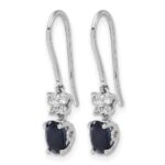 14k White Gold 6x4mm Oval Sapphire and Diamond Shepherd Hook Earrings - Image 2