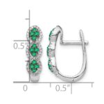 14k White Gold Emerald Cluster and Diamond Hinged Hoop Earrings - Image 4