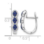 14k White Gold Blue Sapphire Cluster and Diamond Hinged Hoop Earrings - Image 4