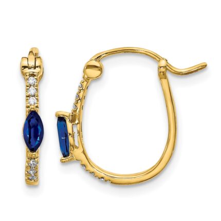 10k 1/20ct Diamond and Sapphire Hinged Hoop Earrings