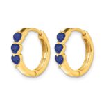 14k 3mm Heart Lab Created Sapphire Polished Hinged Hoop Earrings - Image 2