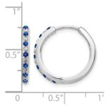 14k White Gold Diamond and Sapphire 19mm Hinged Hoop Earrings - Image 4