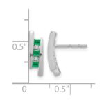 14k White Gold Princess Emerald and Diamond Post Earrings - Image 4