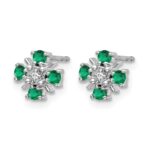 14k White Gold .01 carat Lab Grown Diamond VS/SI+ G+ and Created Emerald Complete Fashion Post Earrings - Image 2