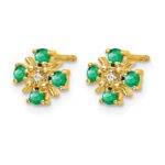 14k .01 carat Lab Grown Diamond VS/SI+ G+ and Created Emerald Complete Fashion Post Earrings - Image 2