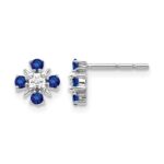 14k White Gold .01 carat Lab Grown Diamond VS/SI+ G+ and Created Sapphire Complete Post Earrings