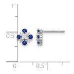 14k White Gold .01 carat Lab Grown Diamond VS/SI+ G+ and Created Sapphire Complete Post Earrings - Image 4