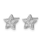 14k White Gold Diamond Star Post Earrings - Image 2