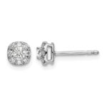 14k White Gold 1/3 carat Lab Grown Diamond VS/SI+ G+ Complete Cushion Halo Post Earrings